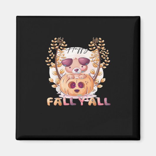 Het is Herfst Y'all Pompoen Halloween Kat Herfst Magneet (Voorkant)