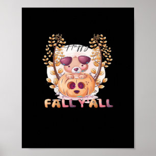 Het is Herfst Y'all Pompoen Halloween Kat Herfst Poster
