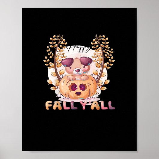 Het is Herfst Y'all Pompoen Halloween Kat Herfst Poster (Voorkant)