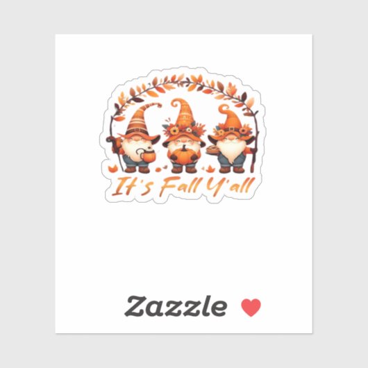 Het is Herfst Y'all Pompoen Kabouter Herfst Boom G Sticker (Vel)