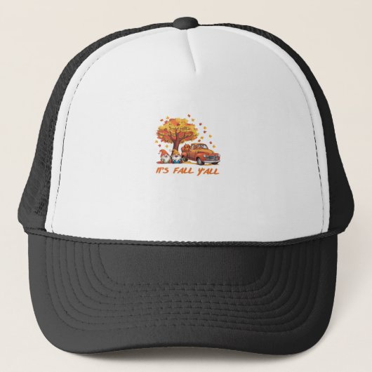 Het is Herfst Y'all Pompoen Kabouter Herfst Boom P Trucker Pet (Voorkant)