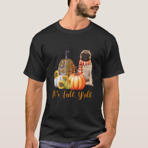 Het is Herfst Y'all Pug Dog Leopard Pumpkin Herfst T-shirt