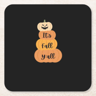 Het is Herfst Y'all Pumpkin Autumn Halloween Desig Kartonnen Onderzetters