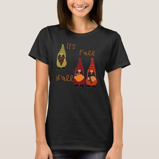 Het is Herfst Y'all Pumpkin Gnome Autumn Tree T-shirt (Voorkant)