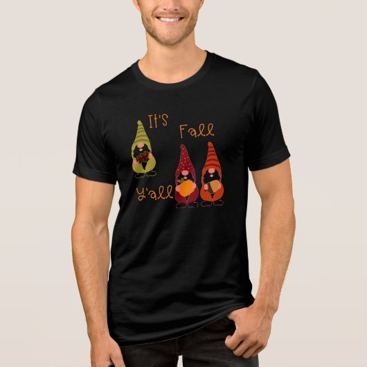 Het is Herfst Y'all Pumpkin Gnome Autumn Tree Tri-Blend Shirt (Voorkant)