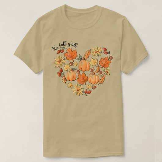 Het is Herfst Y'all Pumpkin Leaf Herfst herfst H T-shirt (Design voorkant)