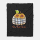 Het is Herfst Y'all Pumpkin Plaid Design Halloween Fleece Deken (Voorkant)