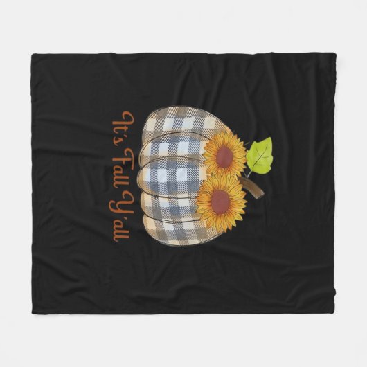 Het is Herfst Y'all Pumpkin Plaid Design Halloween Fleece Deken (Voorkant (Horizontaal))