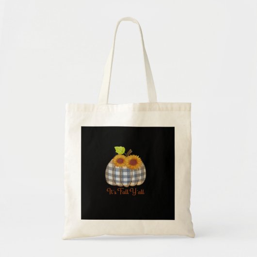 Het is Herfst Y'all Pumpkin Plaid Design Halloween Tote Bag (Voorkant)