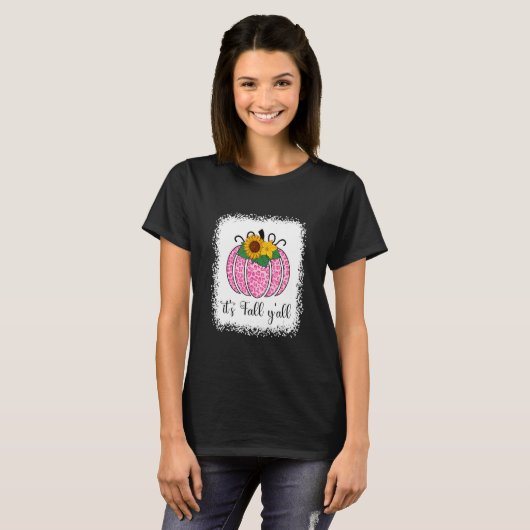 Het is Herfst Yall Pumpkin roze lak Print Thanksgi T-shirt (Voorkant volledig)