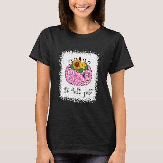 Het is Herfst Yall Pumpkin roze lak Print Thanksgi T-shirt (Voorkant)