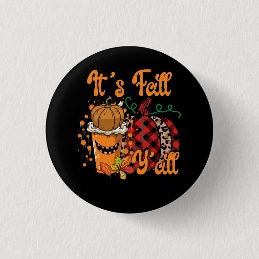 Het is Herfst Y'all Pumpkin Spice Leopard Autumn D Ronde Button 3,2 Cm (Voorkant)