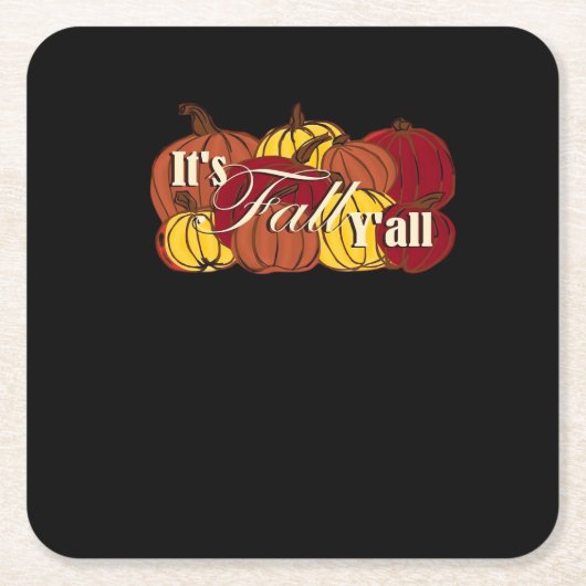 Het is Herfst Y'all Pumpkin-tekst Kartonnen Onderzetters (Voorkant)