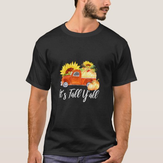 Het is Herfst Y'all Pumpkin Truck Autumn Tree Hall T-shirt (Voorkant)