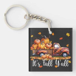 Het is Herfst Y'all Pumpkin Truck Autumn Tree Herf Sleutelhanger
