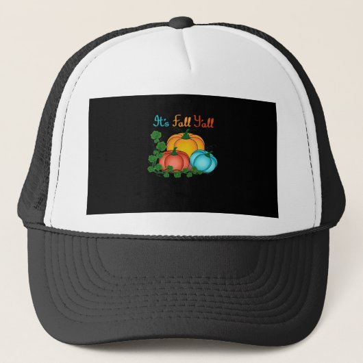 Het is Herfst Y'all Pumpkins Retro Graphic Trucker Pet (Voorkant)