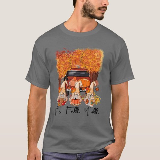 Het is Herfst Y'all Pumpkins Three Gnomen Boerderi T-shirt (Voorkant)