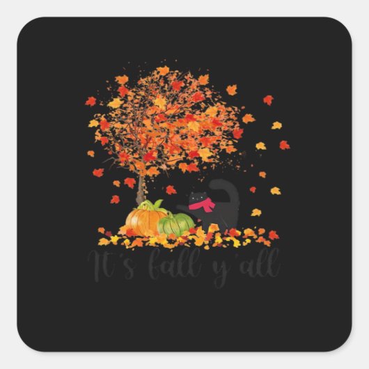 Het is Herfst Y'all Schattige Lovers Thanksgiving Vierkante Sticker (Voorkant)