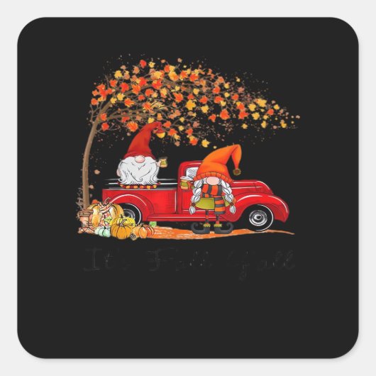 Het is Herfst Y'all Schattigee Gnomes Tree Fall Le Vierkante Sticker (Voorkant)