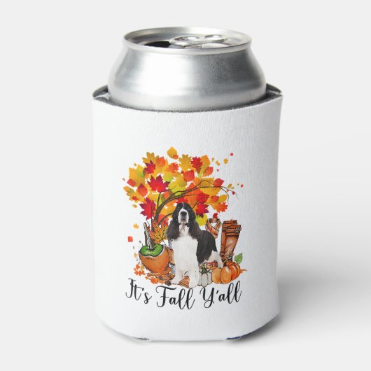Het is Herfst Y'all Springer Spaniel Dog Halloween Blikjeskoeler (Blikje Voorkant)