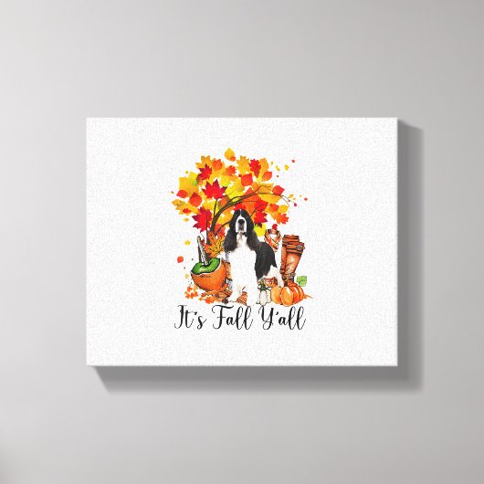 Het is Herfst Y'all Springer Spaniel Dog Halloween Canvas Afdruk (Voorkant)