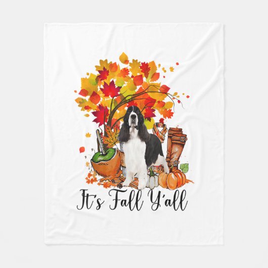 Het is Herfst Y'all Springer Spaniel Dog Halloween Fleece Deken (Voorkant)