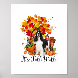 Het is Herfst Y'all Springer Spaniel Dog Halloween Poster