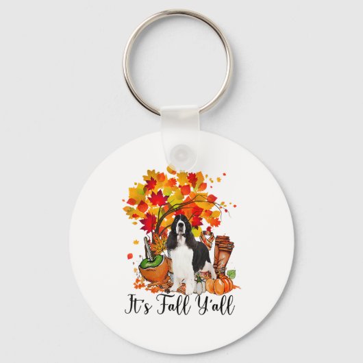 Het is Herfst Y'all Springer Spaniel Dog Halloween Sleutelhanger (Voorkant)