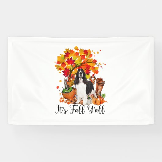 Het is Herfst Y'all Springer Spaniel Dog Halloween Spandoek (Horizontaal)