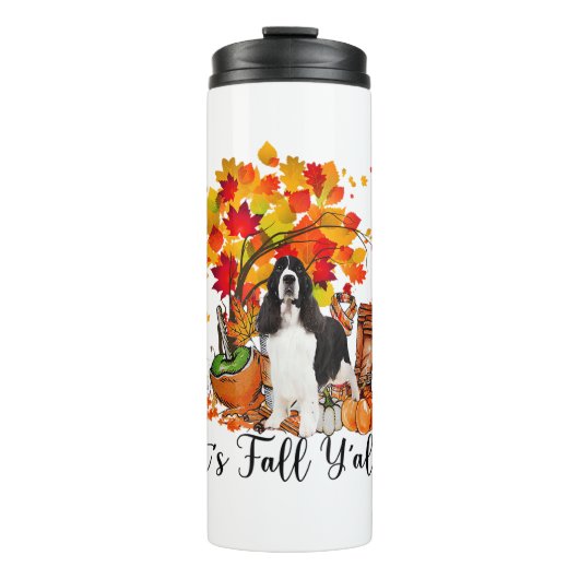 Het is Herfst Y'all Springer Spaniel Dog Halloween Thermosbeker (Voorkant)