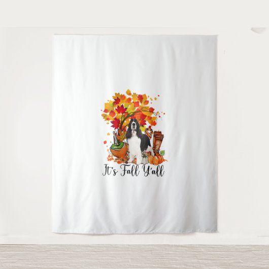 Het is Herfst Y'all Springer Spaniel Dog Halloween Wandkleed (Voorkant)