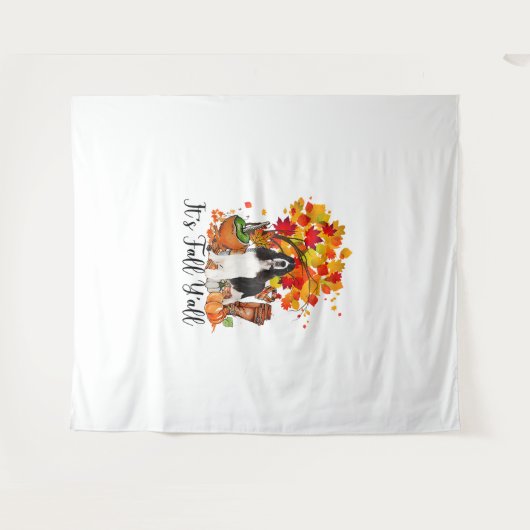 Het is Herfst Y'all Springer Spaniel Dog Halloween Wandkleed (Voorkant (horizontaal))