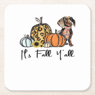 Het is Herfst Y'all Teckel Grappig Casual Kartonnen Onderzetters