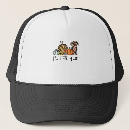 Het is Herfst Y'all Teckel Grappig Casual Trucker Pet (Voorkant)