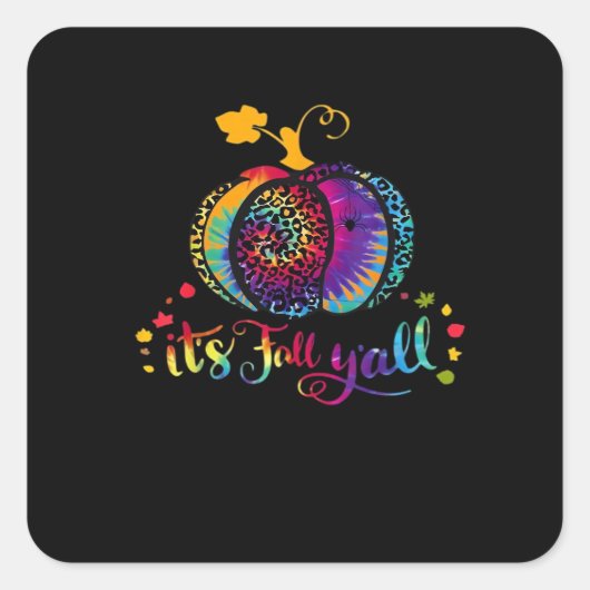 Het is Herfst Y'all Tie Dye Leopard Print Pumpkin  Vierkante Sticker (Voorkant)
