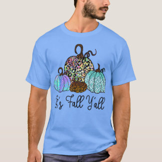 Het is Herfst Y'all Tie Dye Leopard Pumpkin Autumn T-shirt