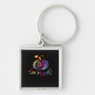 Het is Herfst Y'all Tie Dye Luipaard Print Pompoen Sleutelhanger