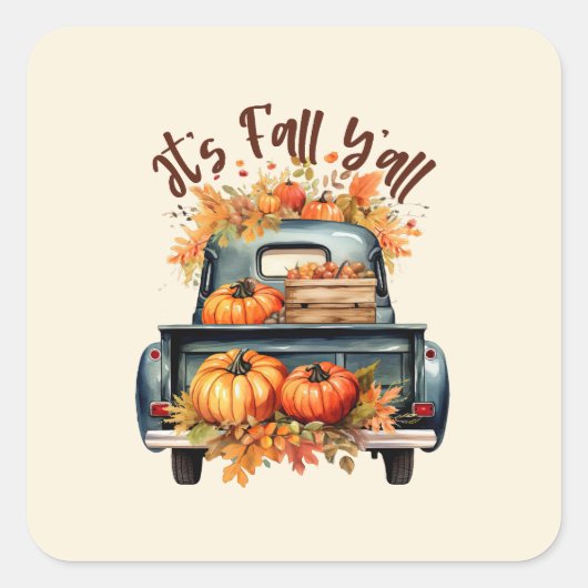 Het is Herfst Y'all Vierkante Sticker (Voorkant)