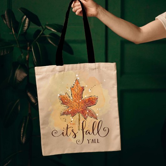 Het is herfst y'all Waterverf Maple Leaf Tote Bag