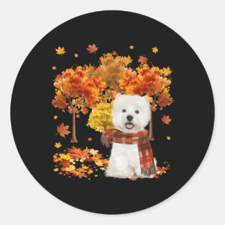 Het is Herfst Y'all Westie herfstboom herfstblader Ronde Sticker