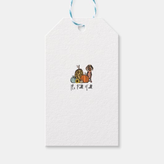 Het is Herfst Y'all Yellow Dachshund Dog Leopard P Cadeaulabel (Voorkant)