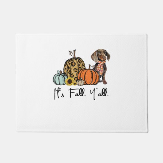 Het is Herfst Y'all Yellow Dachshund Dog Leopard P Deurmat (Voorkant)