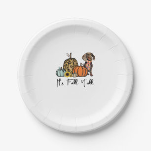 Het is Herfst Y'all Yellow Dachshund Dog Leopard P Papieren Bordje