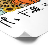 Het is Herfst Y'all Yellow Pug Dog Leopard Pumpkin Poster (Hoek)