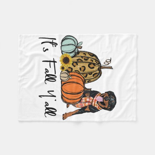 Het is Herfst Y'all Yellow Rottweiler Dog Leopard  Fleece Deken (Voorkant (Horizontaal))