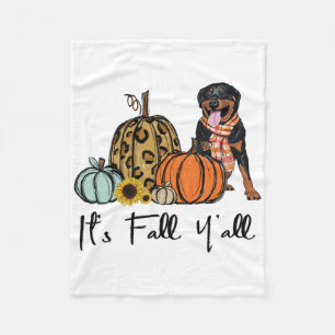 Het is Herfst Y'all Yellow Rottweiler Dog Leopard  Fleece Deken