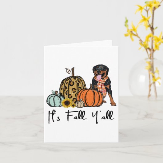 Het is Herfst Y'all Yellow Rottweiler Dog Leopard Kaart (Gele Bloem)
