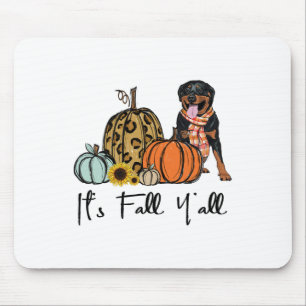 Het is Herfst Y'all Yellow Rottweiler Dog Leopard  Muismat