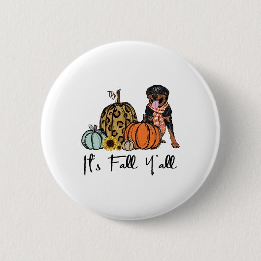 Het is Herfst Y'all Yellow Rottweiler Dog Leopard Ronde Button 5,7 Cm (Voorkant)
