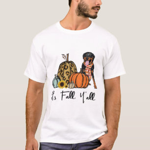 Het is Herfst Y'all Yellow Rottweiler Dog Leopard T-shirt